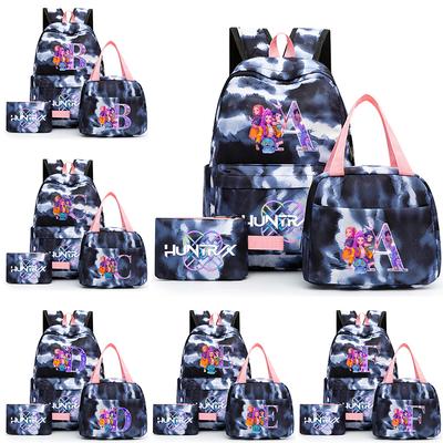 3-teiliges/Set Cartoon 26 englische Buchstaben bedruckter Rucksack mit Lunchtasche Federmäppchen Große Kapazität Reisetasche für Teenager Mädchen Junge Schultasche Kindergeschenk