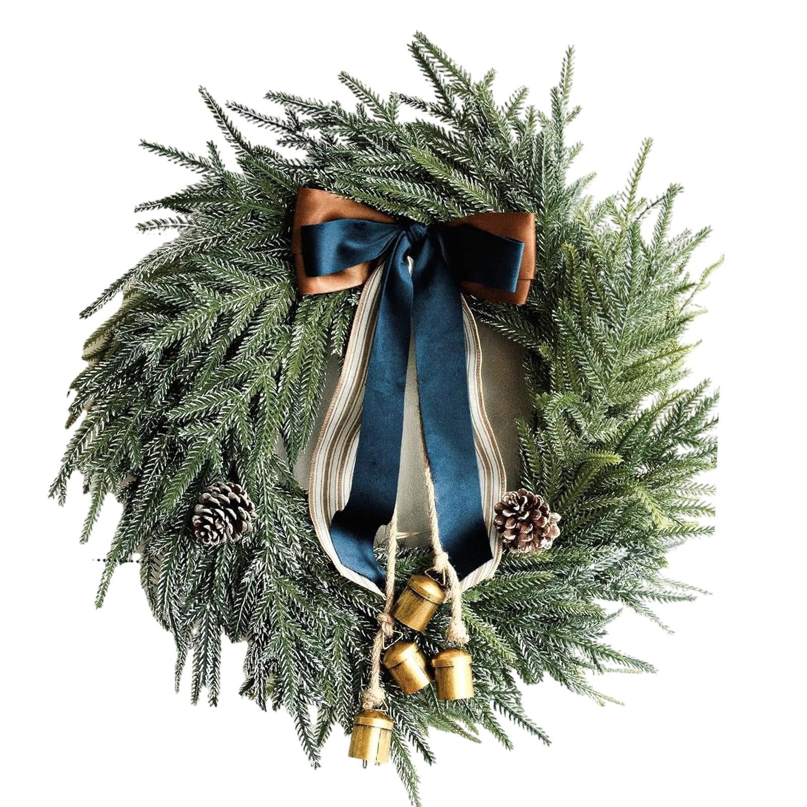 

Large Christmas Wreath for Front Door Beautiful Christmas Wreath with Bowknot and Bells for Home or Storefronts Decors 1