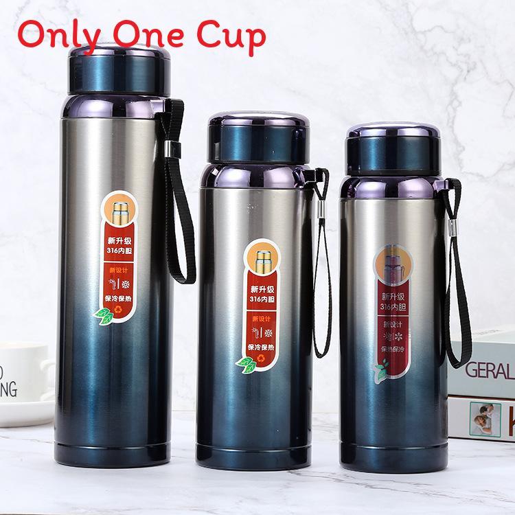 Stainless Steel Insulated Travel Mug With Tea Separator And Carrying Rope For Outdoor Use