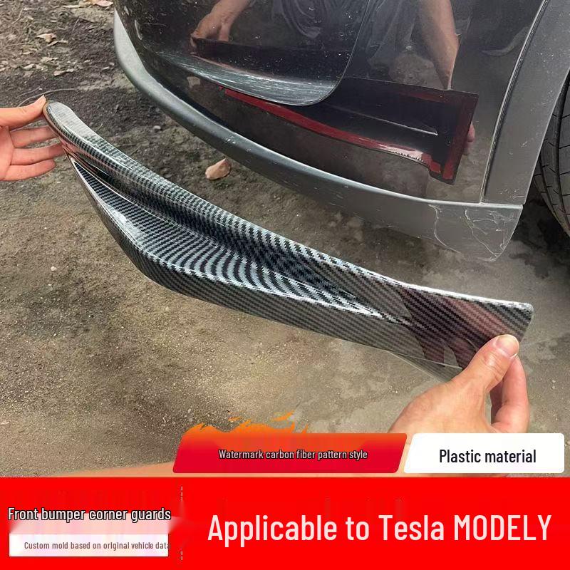 Tesla Model Y Front Lip & Splitter, No-Drill Bumper, Corner Protectors, Anti-Collision Strips, Front Surround Upgrade