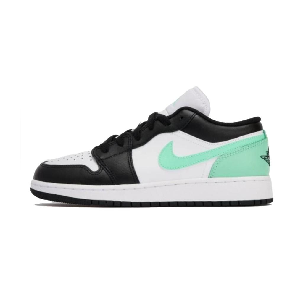 Jordan Air Jordan 1 Low Top Vintage Basketball Shoes Men's Black White Green 553558-131(Team85-)