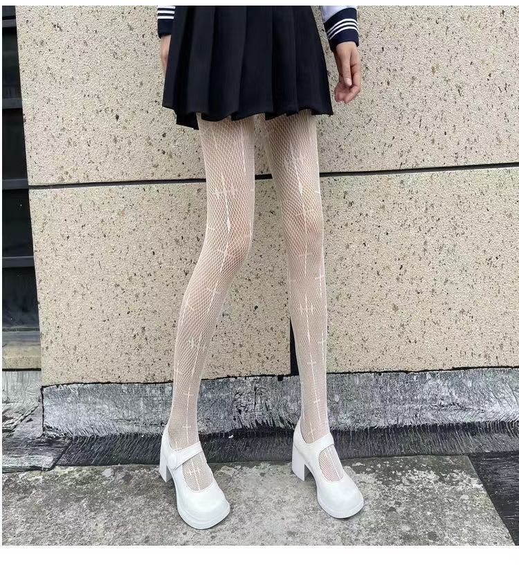 Women'S Fashion Sexy Rhinestone Pantyhose High Elastic Mesh Hollowed Out Black Stockings Girls' Slim Fishing Net Tights Jk Gift