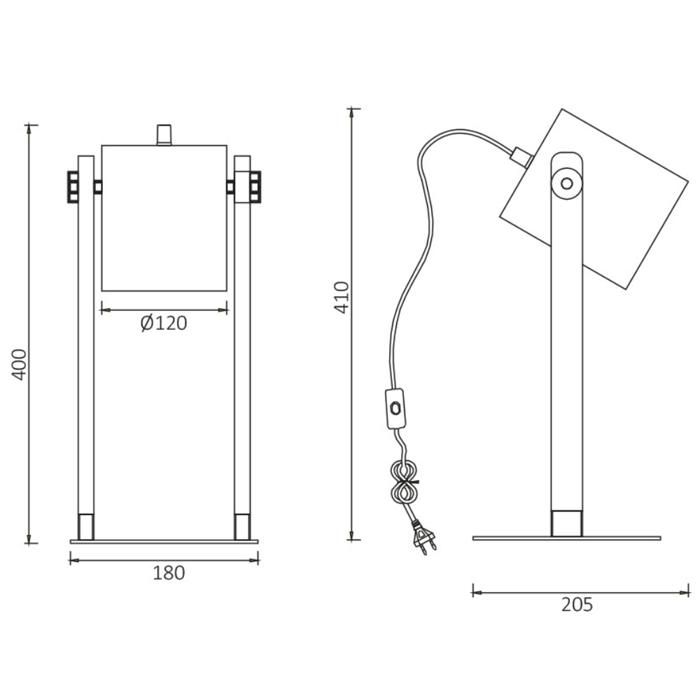Lampe de table métal et bois 23W IP20 E27 Diam 120mm
