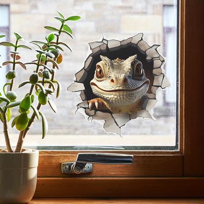 Gebroken Gat Simulatie Hagedis Glasramen en Ramen Landschapsarchitectuur Raamstickers Elektrostatisch Uv