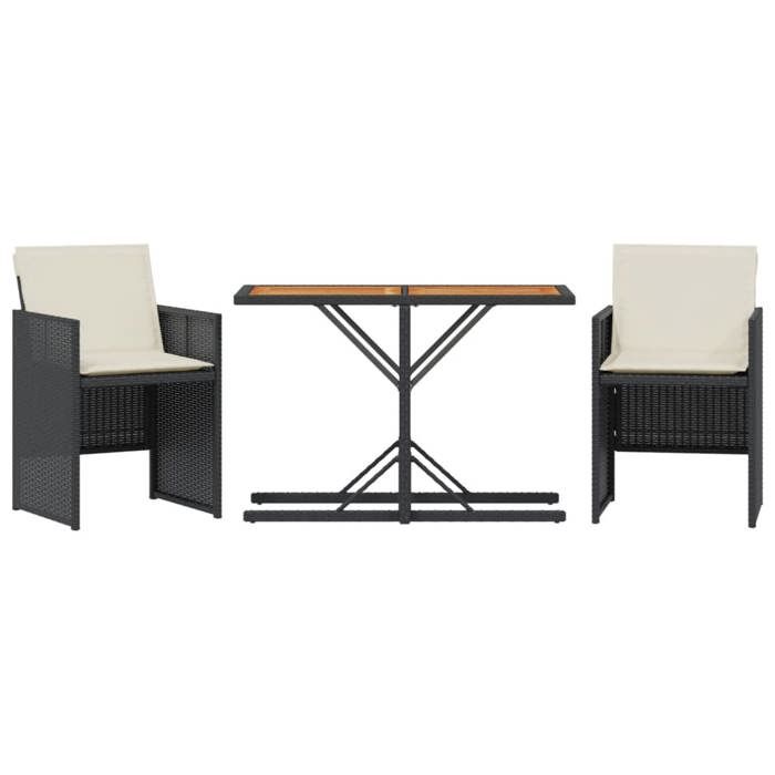 VidaXL Bistro Set with Cushions 3 Pcs, Chairs and Patio Table, Outdoor Backyard Terrace Furniture, Black 365068