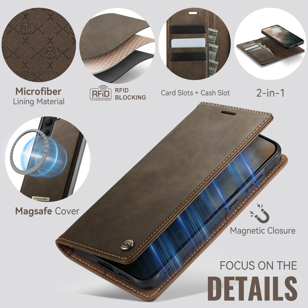 For Samsung Galaxy S26 Magnetic Case CASEME C49 RFID Blocking Detachable Wallet Leather Phone Cover