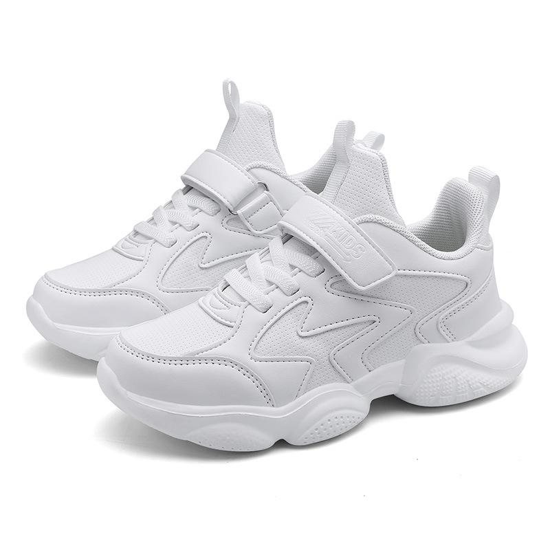 Boys Shoes 2025 Spring and Autumn New Middle and Large Children's Boys Net Shoes Little White Shoes Student Breathable Leather Sneakers