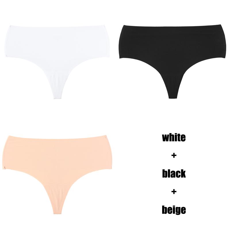 CINOON 3Pcs/Lot Temptation Panties Women Traceless Ice Silk Underwear Sexy High Waist G String Thong Comfortable Bikini Female Lingerie