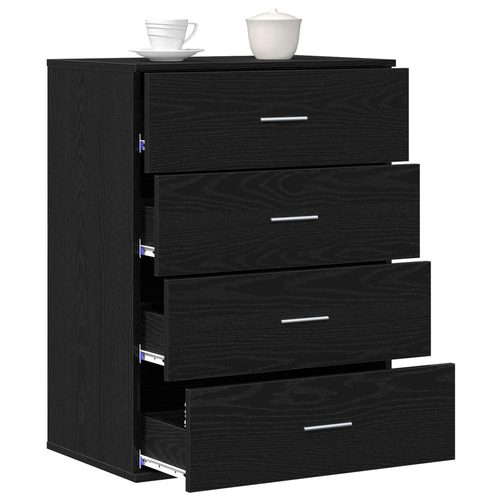 Sideboard Black Oak Effect 60 x 39 x 80 cm Engineered Wood