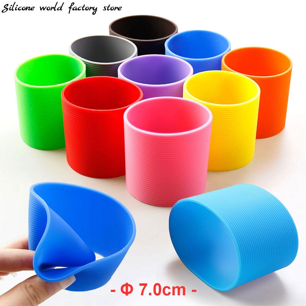 Mondo del Silicone 7CM Manicotto per Tazza in Silicone Isolamento Termico Copritazza per Caffè Copritazza in Ceramica Manicotti Antiscivolo per Bottiglie Manicotto per Tazza