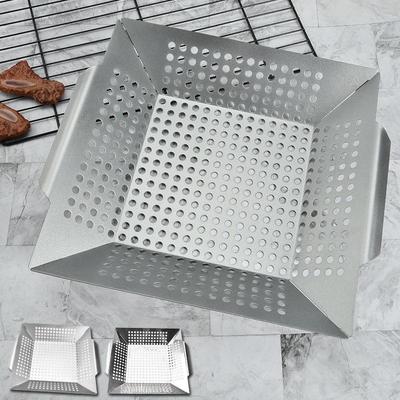 Stainless Steel Vegetable Grill Basket & Drip Pan for BBQ