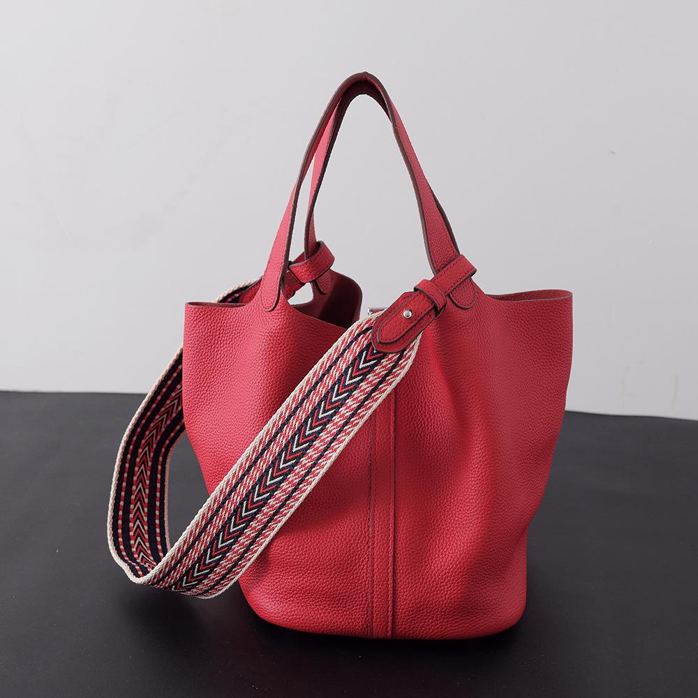 Full first layer togo cowhide women's handbag bag genuine leather vegetable basket bucket bag simple versatile bag