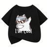 I Am Cool Cat Graphic Kids Tshirts Summer Short Sleeve Tees Cartoon Boys Girls Clothes Kawaii Kitten Tops Y2K Tshirt