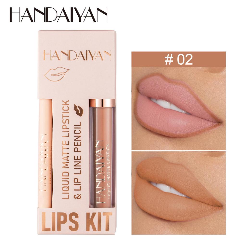 Matte Waterproof Lipstick, Gloss, and Lip Liner Set - Non-stick, Non-fading