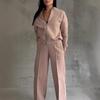 Women's Spring & Autumn Sweater Set: Trendy Zipper Cardigan & Trousers for Casual Fashion.