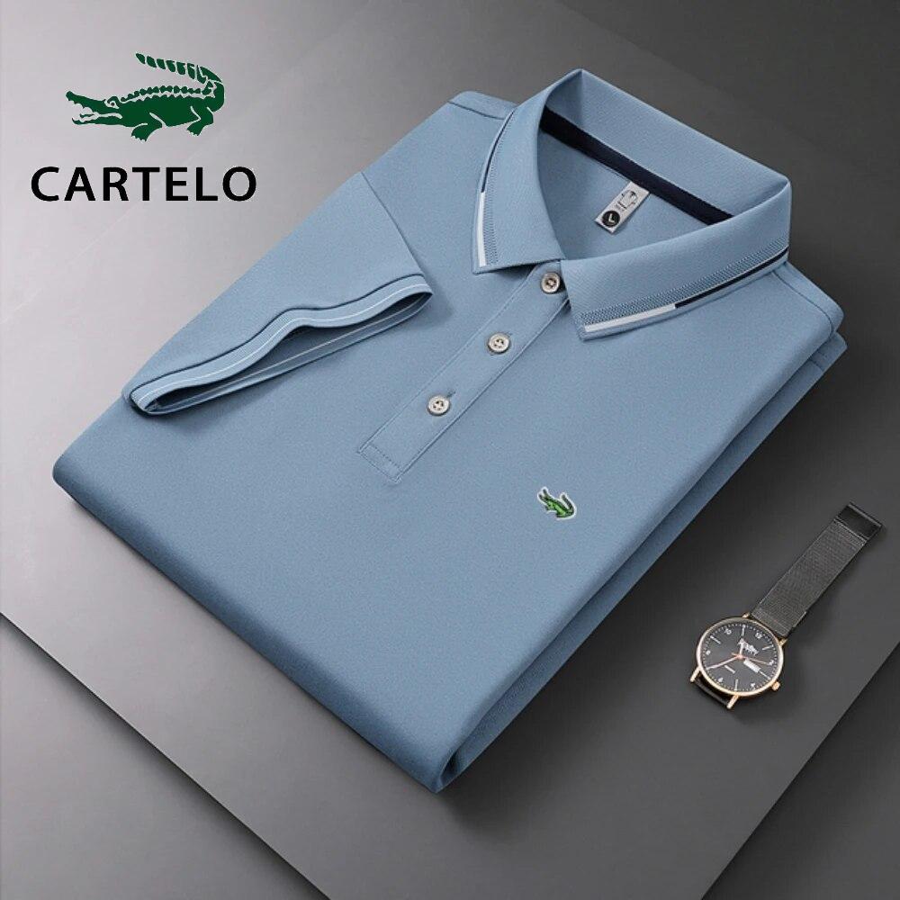 

2024 Мужская рубашка-поло с вышивкой CARTELO, хит продаж, мужская рубашка-поло на весну и лето, новая деловая повседневная дышащая рубашка-поло с лацканами для мужчин