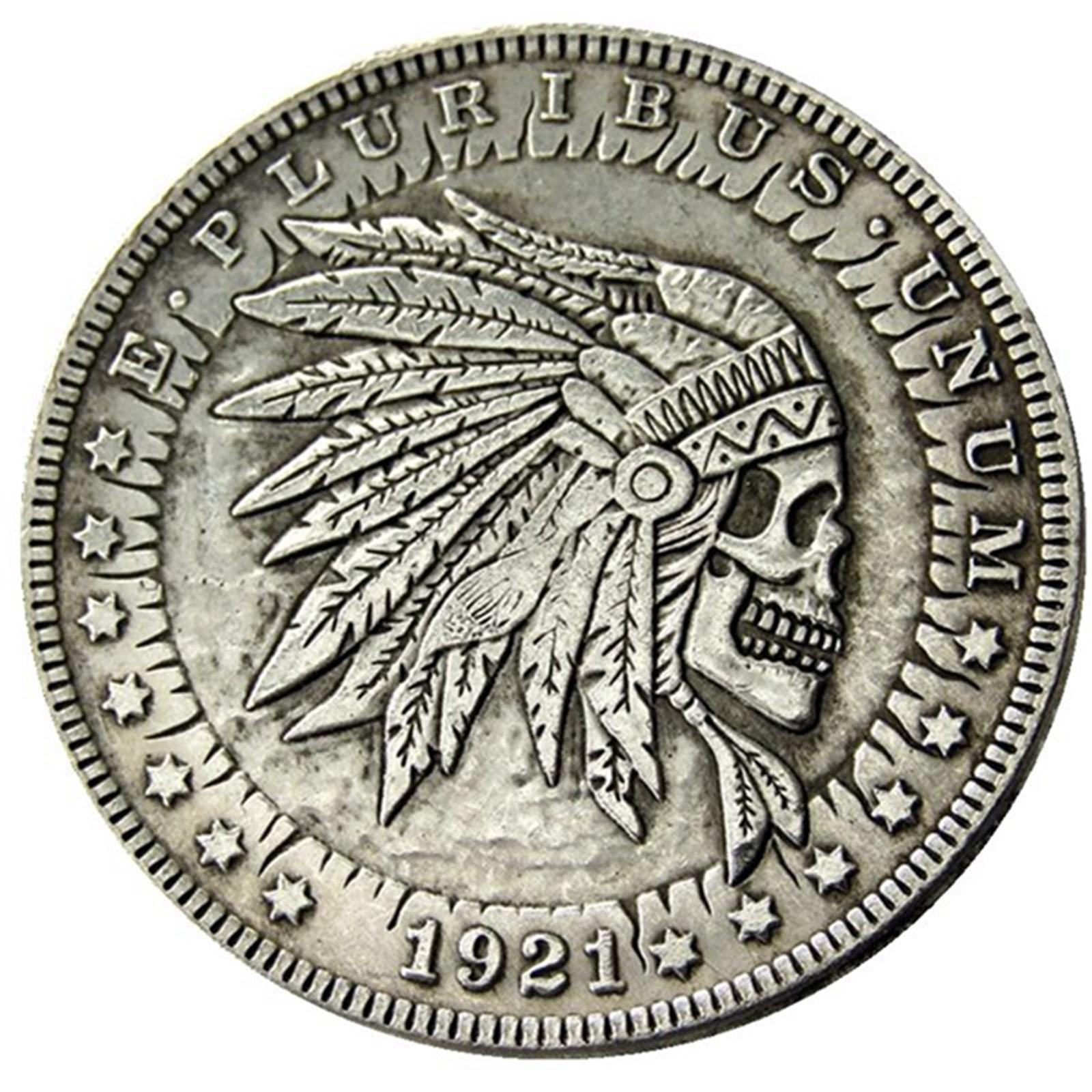 Vintage Style 1921 American Morgan Coin Replica Brass Silver Plated Collectible Commemorative Coin with Antique Finish for Display One Size