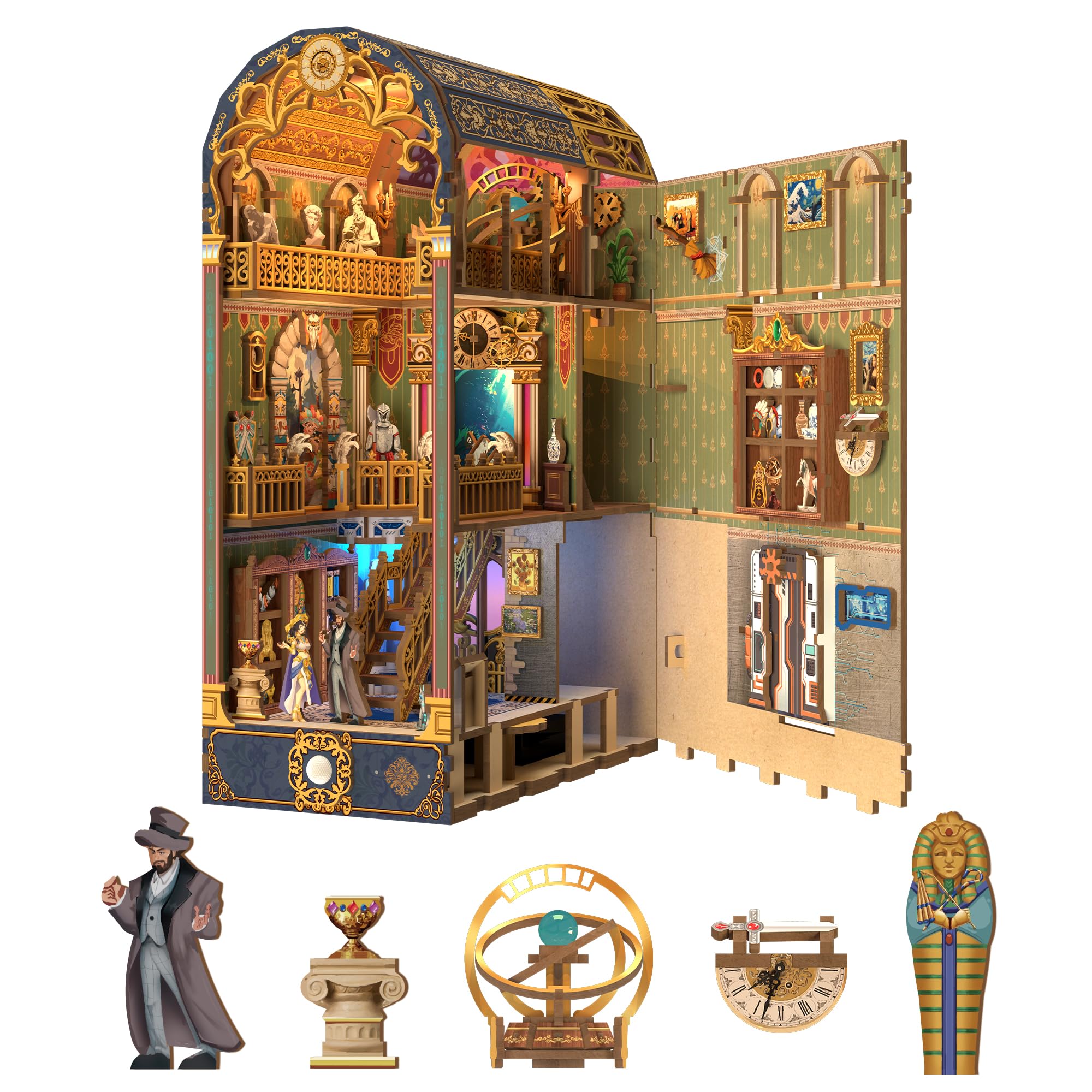 

Tonecheer Бук-нук 3D-пазл для самостоятельной сборки миниатюрной деревянной книги-книжной полки, набор для начинающих и подарочный набор на день рождения, кукольные домики, книжные упоры, стуки,