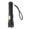 Super Bright Flashlight Zoomable IPX4 Waterproof USB Charging Handheld Flashlight with COB Side Light for Camping Hiking