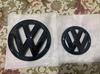 RUN1 1set Glossy black/Matte black Car Front Grill Badge Emblem Stickers Car Logo Accessories For VW Tiguan MK2 2017-2020 Without ACC