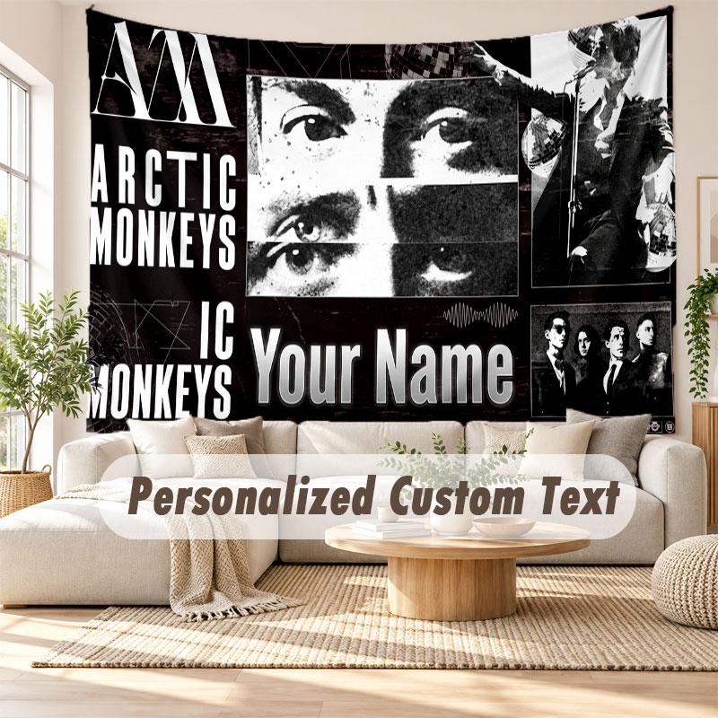 Custom Name Wall Hanging Tapestry,Arctic Monkeys Decorative Backdrop Tapestry For Dorm Home