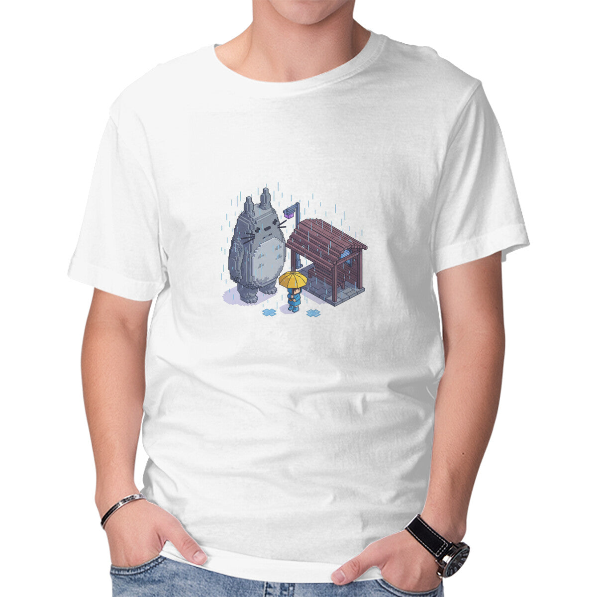 Unisex Crew Neck T-Shirt Voxel Forest Spirit Graphic Short Sleeve Casual Tee XL