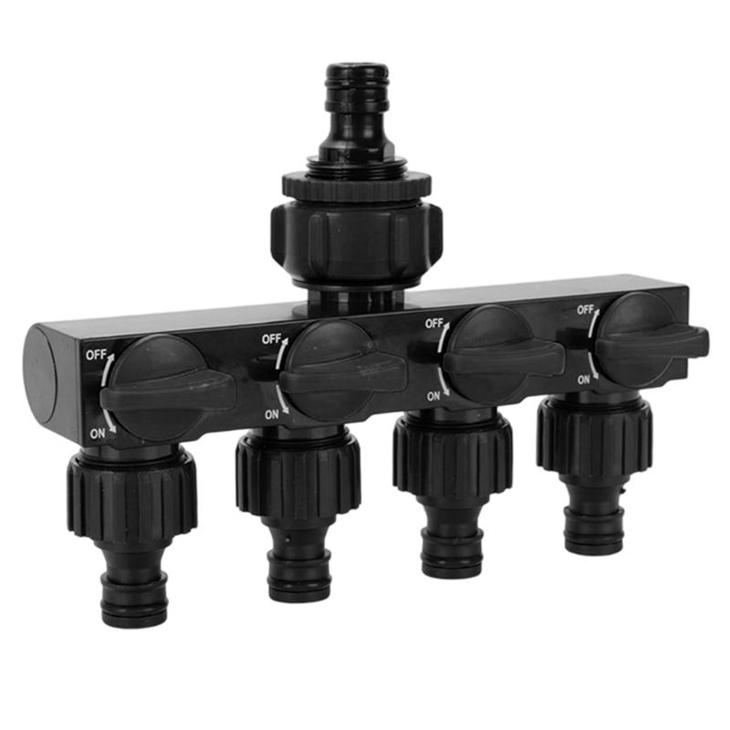 

Efficient Flows Regulator Splitter 4 Outputs With Individual Control Valves for Home and Gardening Use чорний