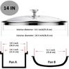 14 Inch Glass Lid For Pots, Pans and Skillets, Clear Glass Lid Replacement with Steam Vent, Stainless Steel Covers For Large Frying Pan,Stock