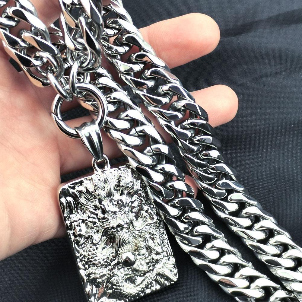 Men Women The "Chinese LONG" Pendant Chain Stainless Steel Burnishing Necklace