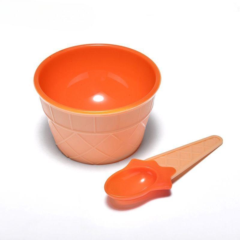 Egg tart small bowl candy color ice cream bowl creative ice cream ice cream bowl plastic bowl spoon set
