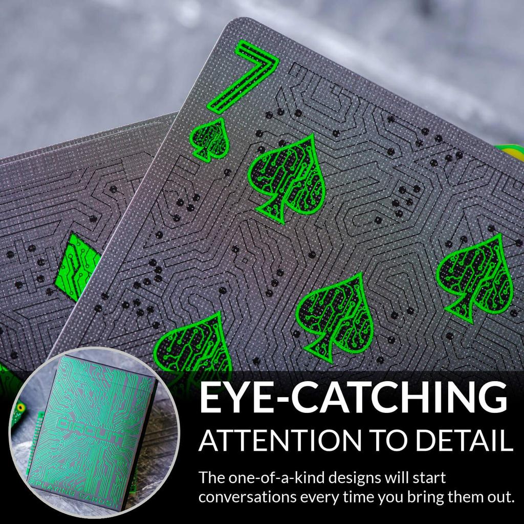 Hrací karty Circuit Neonově zelené s hrou zdarma Kreativní karta Prémiová karta Cool Poker Unikátní Jasné barvy pro děti a Černé hrací karty