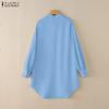 ZANZEA Women Casual Round Neck Solid Color Long Sleeve Loose Blouse