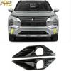 For  Mitsubishi Outlander Carbon Fiber Style Front Fog Light Lamp Cover Trim