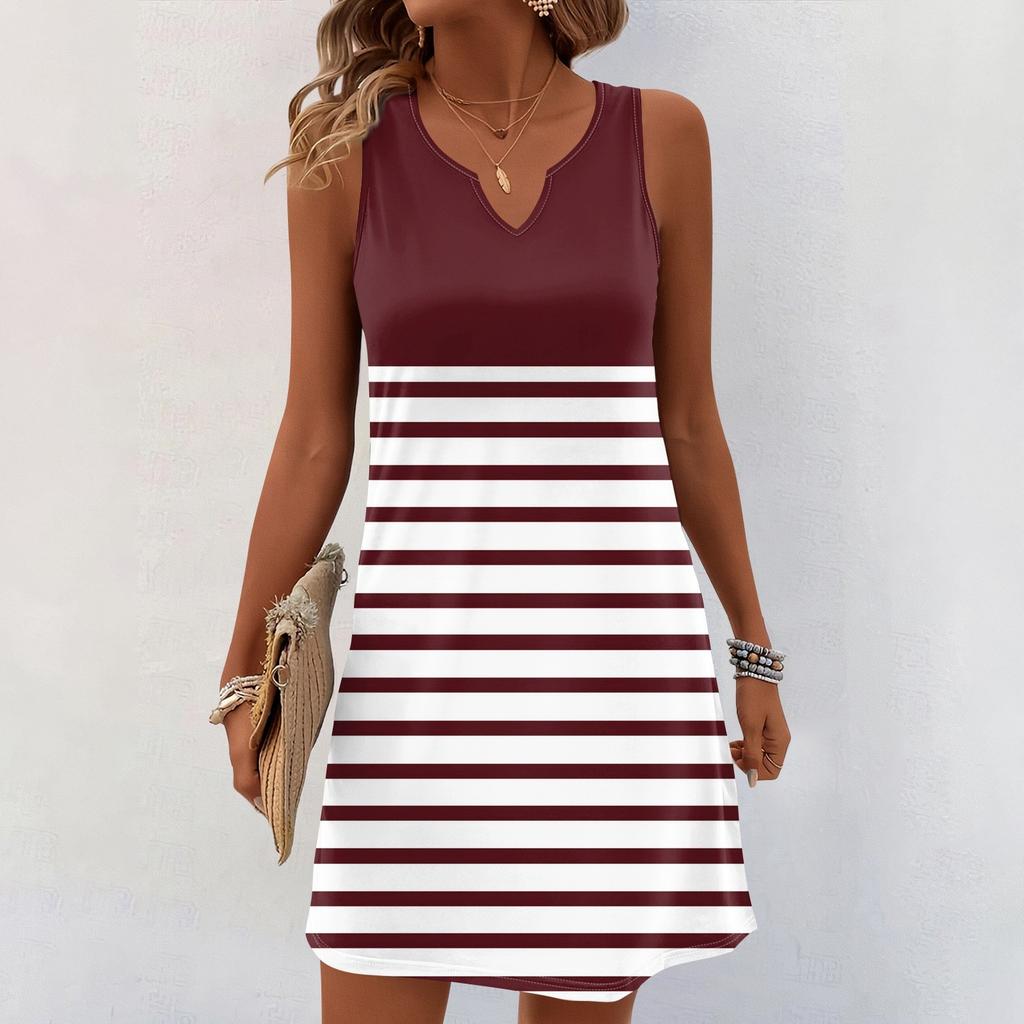 Kvinner Sommerkjoler V-hals Print Ermeløs solkjole Uformell kjole