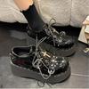 Black High Heels Woman Pumps Round Toe Platform Gothic Mary Jane Japanese Style Lolita Shoes for Women on Heeled Korean Casual