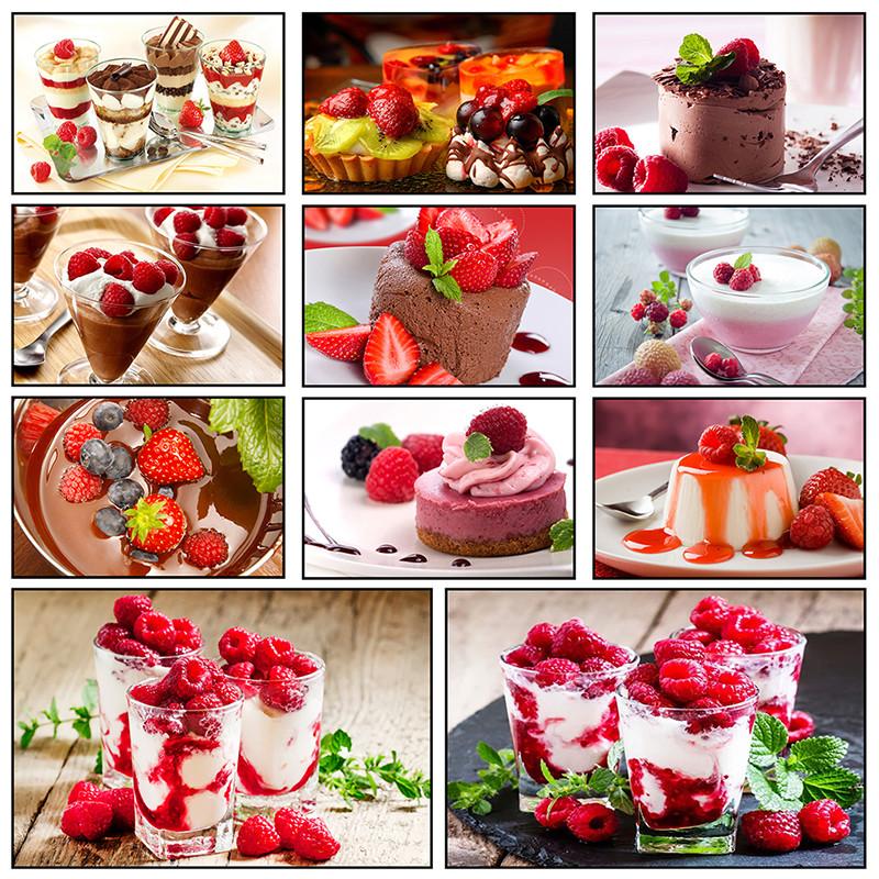 Strawberry Ice Cream Themed Decorative Painting Picture Cakery Decor Restaurant Dessert Shop Decoration Canvas Printing