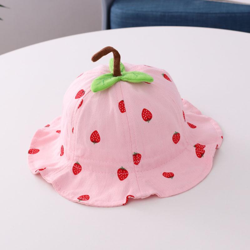 

Hat Strawberry Childrens Baby Pot Hat Shade Sun Hat Fisherman Casual Hat розовый