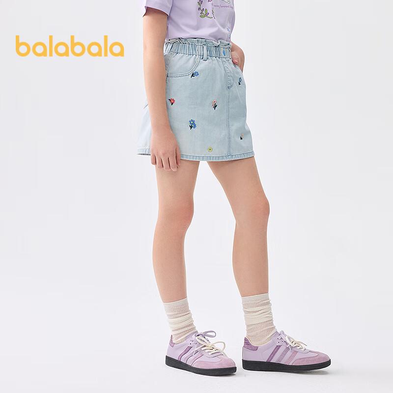 Джинсовая юбка-шорты с вышивкой для девочек Balabala 165