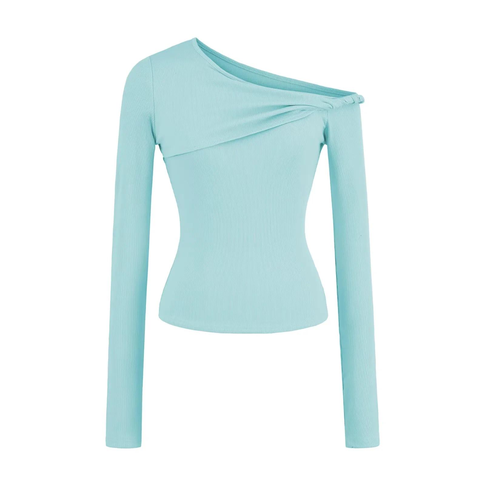 Spicy Girl Off-the-Shoulder Twisted Design Long-Sleeve Petite T-Shirt (2026) Large