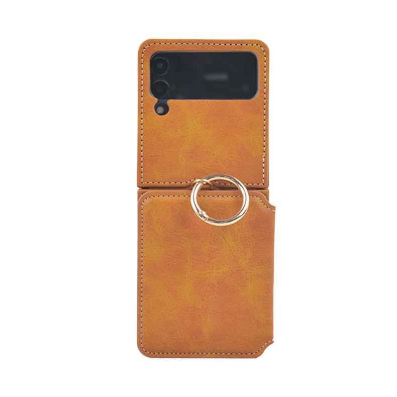 "Samsung Z Flip 4/5 Leren Hoesje met Kaartsleuf en Standaard, Kalfspatroon"