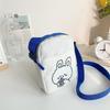 Black Canvas Crossbody Bag Kawaii Cartoon Bunny Print Fashion Casual Tote Bag for Teens School Commute Daily Shopping