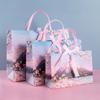 Snow Mountain Cherry Blossom Gift Bag, Exquisite Cosmetics Handbag, Bow Packaging Shopping Bag