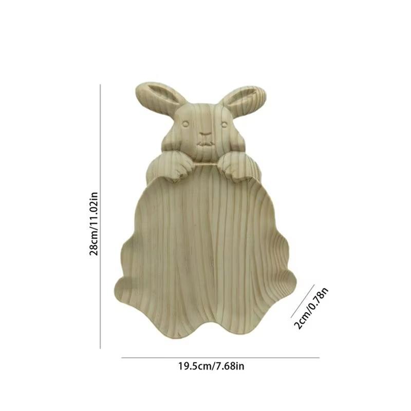Good-Bunny Serving Tray Bunny Shaped Snack Platters Easter Wooden Serving Plates Rustic Decorative Charcuterie Board Parties