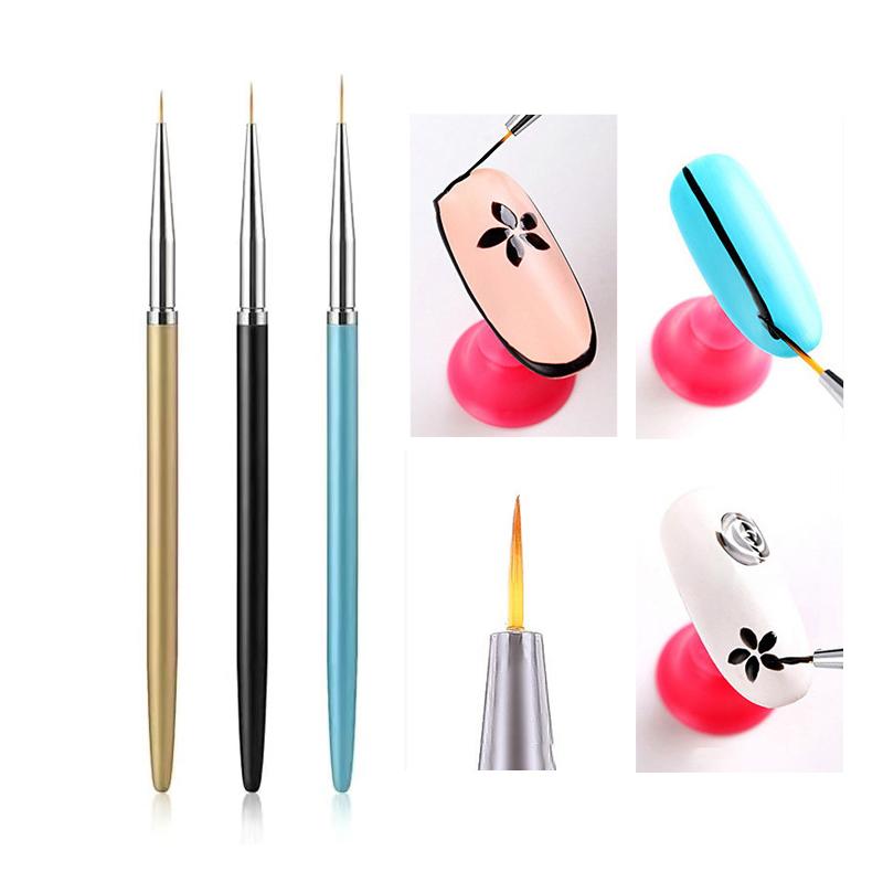 3Pcs Nail Art Liner Brushes French Stripe 3D Tips Line Stripes Diy Drawing Pen Uv Gel Brushes Painting Manicure Nail Tool Sets