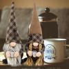 Krasnal skrzat świąteczny z kubkiem kawy gnom ozdoba świąteczna styl boho