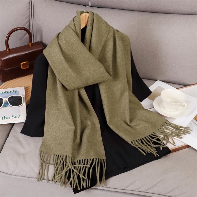 Fashion Solid Color Women Scarf Winter Hijabs Tes Tassels Long Lady Shawls Cashmere Like Pashmina Hijabs Scarves Wraps