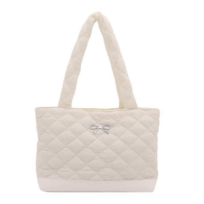 2025 autumn new trendy fashion large capacity diamond solid color tote bag women's popular shoulder messenger bag