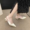 Fashion Summer New Women Sandals Heel Ladies Shoes Pointed Toe Solid Female Women's Shoes Back Strap Slip on
