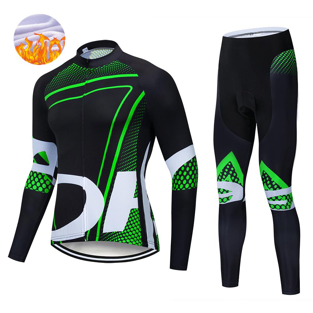 Winter Men's   Thermal Fleece Long Sleeves Men Cycling Bib Set Bicycle Clothing MBT Breathable Bike Clothes 2026 Winter Warm Cycling Clothing Set