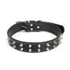 Cool Punk Studded Spiked Dog Collar Adjustable Faux Leather Collar With Metal D‑Ring For Medium Large Dogs Walking Party